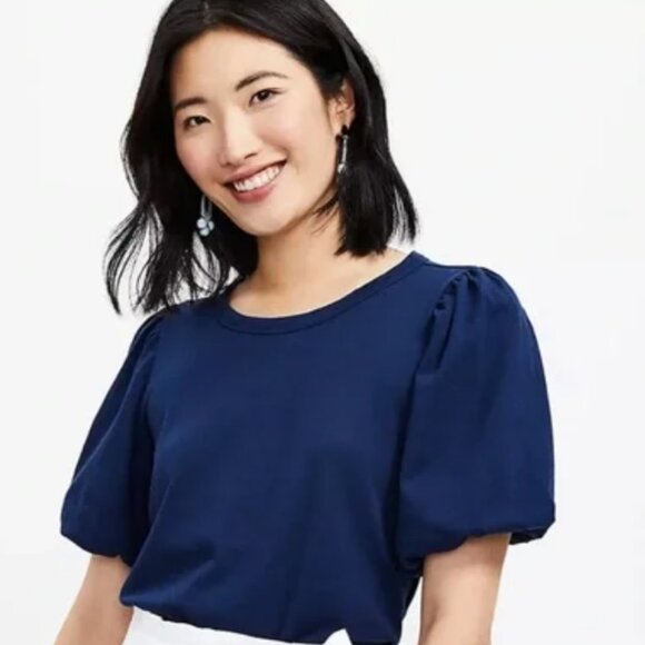 Ann Taylor Loft Bubble Sleeve Tee (Navy) - Picture 1 of 2